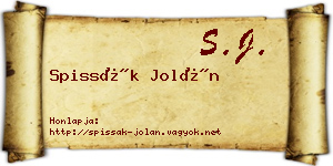 Spissák Jolán névjegykártya