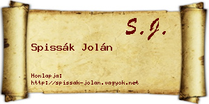 Spissák Jolán névjegykártya
